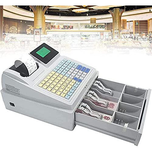 KDOQ Elektronische kassa, kassa met 81 toetsen en LED-display voor kleine bedrijven, bonprinter met kassalade, voor kleine bedrijven/detailhandel/restaurant