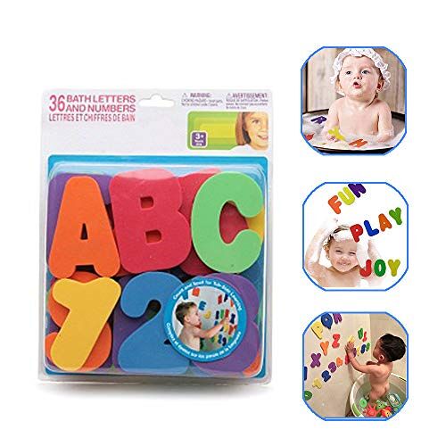 kuaetily Letterspeelgoed, badspeelgoed, 36 letters van het alfabet en cijfers, drijvende bellen, cijfers en letters, speelgoed voor kinderen