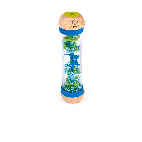 Hape Rainmaker , Mini Rattle Wooden Rainmaker Toy, Blue