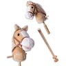 TE-Trend Stekkenpaard kinderen stokpaard hobby paard steekpaard 2-delig 96 cm steekpaard met geluid steel paard met wielen beige