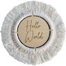 Baby J's ® Hello World Macrame Plaque Nieuwe Baby Natuurlijke Macrame Houten Aankondiging Disk