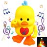 HUGGINS 2024 New Dancing and Singing Musical Duck, Yellow Duck Dancing Singing Crawling Baby Early Educational Toy, Dancing Duck Toy with Lights Dancing Walking Yellow Duck (Yellow)