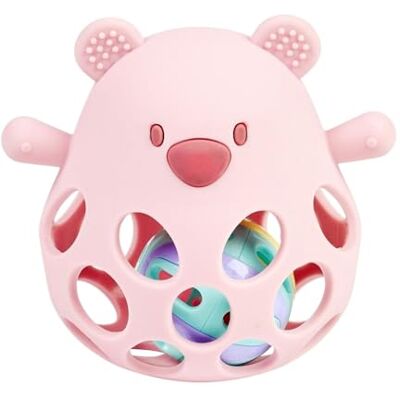 Nattou Beer Rammelaar met bal voor baby's Babyspellen 0-3 maanden Siliconen sensorisch speelgoed voor kinderen BPA-vrije siliconen gemakkelijk vast te pakken bal 11 cm poederroze Nattou Beer Rammelaar met bal voor baby's Babyspellen 0-3 maanden Siliconen sensorisch speelgoed voor kinderen BPA-vrije siliconen gemakkelijk vast te pakken bal 11 cm poederroze