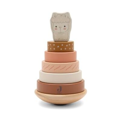 Jollein Alpaca Paco Stapeltoren van hout, met 6 ringen, bevordert de fijne motoriek, balans en hand-oogcoördinatie, houten speelgoed, FSC-gecertificeerd Jollein Alpaca Paco Stapeltoren van hout, met 6 ringen, bevordert de fijne motoriek, balans en hand-oogcoördinatie, houten speelgoed, FSC-gecertificeerd
