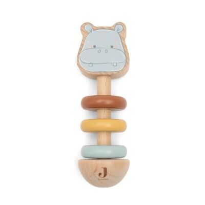 Jollein Houten rammelaar voor baby's, motoriek speelgoed van hout, met beweegbare ringen, bevordert grijpen en zintuigen, FSC-gecertificeerd, Hippo Happy Jollein Houten rammelaar voor baby's, motoriek speelgoed van hout, met beweegbare ringen, bevordert grijpen en zintuigen, FSC-gecertificeerd, Hippo Happy