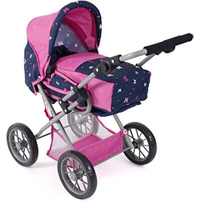 Bayer Chic 2000 Poppenwagen Leni, 2-in-1 combipoppenwagen met uitneembare draagtas, Butterfly Navy-roze, 560-33, 64 x 37 x 68 cm Bayer Chic 2000 Poppenwagen Leni, 2-in-1 combipoppenwagen met uitneembare draagtas, Butterfly Navy-roze, 560-33, 64 x 37 x 68 cm