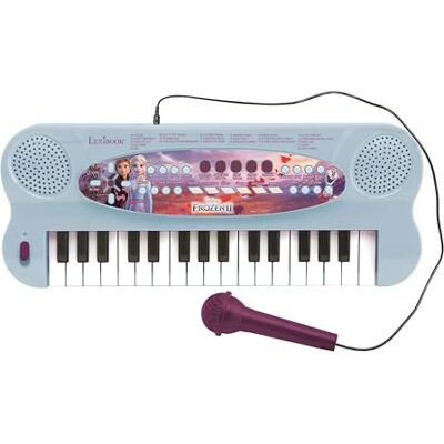 Lexibook , Frozen, elektronisch toetsenbord, 32-toetsen piano, microfoon om te zingen, 22 demo-nummers, werkt op batterijen, blauw/paars, K703FZLXB Lexibook , Frozen, elektronisch toetsenbord, 32-toetsen piano, microfoon om te zingen, 22 demo-nummers, werkt op batterijen, blauw/paars, K703FZLXB