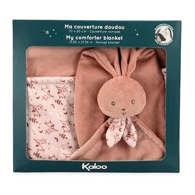 KALOO K218031 Knuffeldeken voor baby's, terracotta met konijnenhoofd, ultrazacht, van microfluweel, premium geboortecadeau KALOO K218031 Knuffeldeken voor baby's, terracotta met konijnenhoofd, ultrazacht, van microfluweel, premium geboortecadeau