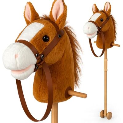 CELMAN Hobby Horse Stokpaard Bruin met Geluid Paardengeluiden via Oordruk, Houten Stok met Wielen & Handgrepen, Speelgoed Kinderen 3+ CELMAN Hobby Horse Stokpaard Bruin met Geluid Paardengeluiden via Oordruk, Houten Stok met Wielen & Handgrepen, Speelgoed Kinderen 3+