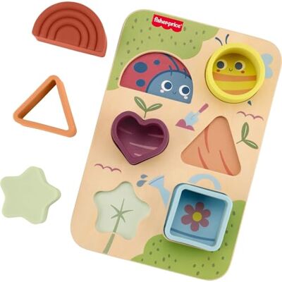 Fisher-Price Houten Sort & Grow puzzel babyspeelgoed Houten activiteitenbord, 6 siliconen vormen, ontwikkelend spel, baby's vanaf 6 maanden, JKH10 Fisher-Price Houten Sort & Grow puzzel babyspeelgoed Houten activiteitenbord, 6 siliconen vormen, ontwikkelend spel, baby's vanaf 6 maanden, JKH10