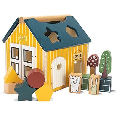 HEJ LØNNE Houten steekhuis met 12 houten bouwstenen – Montessori-speelgoed ter bevordering van motoriek en coördinatie – steekhuis vanaf 1 jaar – motoriekspeelgoed HEJ LØNNE Houten steekhuis met 12 houten bouwstenen – Montessori-speelgoed ter bevordering van motoriek en coördinatie – steekhuis vanaf 1 jaar – motoriekspeelgoed