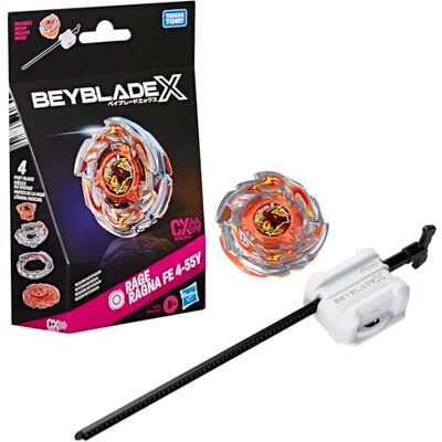 Hasbro Beyblade X Rage Ragna FE 4-55Y CX Infinity Starterpack-set, Takara Tomy-tol van Uithoudingsvermogen-type en launcher, gevechtstollen, speelgoedtollen, leeftijd 8+ Hasbro Beyblade X Rage Ragna FE 4-55Y CX Infinity Starterpack-set, Takara Tomy-tol van Uithoudingsvermogen-type en launcher, gevechtstollen, speelgoedtollen, leeftijd 8+