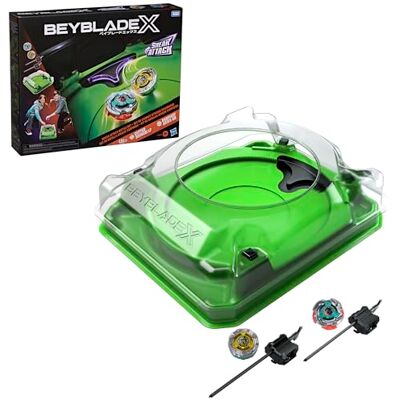 Hasbro Beyblade X Sneak Attack Battle-set met Beystadium Arena, 2 rechtsdraaiende Takara Tomy-gevechtstollen, 2 launchers, leeftijd 8+ Hasbro Beyblade X Sneak Attack Battle-set met Beystadium Arena, 2 rechtsdraaiende Takara Tomy-gevechtstollen, 2 launchers, leeftijd 8+
