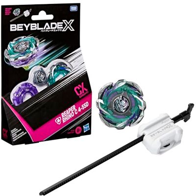 Hasbro Beyblade X Reaper Rhino C 4-55D CX Starterpack-set, Takara Tomy-tol van Verdedigings-type en launcher, gevechtstollen, speelgoedtollen, leeftijd 8+ Hasbro Beyblade X Reaper Rhino C 4-55D CX Starterpack-set, Takara Tomy-tol van Verdedigings-type en launcher, gevechtstollen, speelgoedtollen, leeftijd 8+