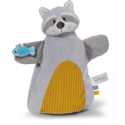 NICI 61858 Knuffeldoek, handpop, wasbeer, 2-in-1, 26 x 25 cm, grijs, baby's en peuters, baby knuffeldoek om mee te spelen, vast te pakken, te knuffelen en te ontdekken NICI 61858 Knuffeldoek, handpop, wasbeer, 2-in-1, 26 x 25 cm, grijs, baby's en peuters, baby knuffeldoek om mee te spelen, vast te pakken, te knuffelen en te ontdekken