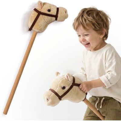 mamabrum Hobby Horse beige stokpaard voor kinderen, 80 cm Beige 80 cm mamabrum Hobby Horse beige stokpaard voor kinderen, 80 cm Beige 80 cm