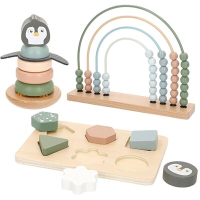 COLORBABY WOOMAX 39251 Speelgoedset, 3 stuks, van babyhout, regenboogabaks, stapelbaar, pinguïn, pastelkleuren, vanaf 12 maanden, FSC-gecertificeerd, leerspel, spelletjes voor baby's (39251) COLORBABY WOOMAX 39251 Speelgoedset, 3 stuks, van babyhout, regenboogabaks, stapelbaar, pinguïn, pastelkleuren, vanaf 12 maanden, FSC-gecertificeerd, leerspel, spelletjes voor baby's (39251)