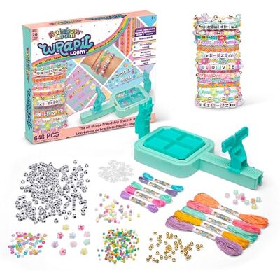 BANDAI Rainbow Loom Wrapit vriendschapsarmbanden maken set 648-delige set 20 doe-het-zelf projecten Macrame, parels, kleurrijke draden creatief cadeau speelgoed voor kinderen vanaf 8 BANDAI Rainbow Loom Wrapit vriendschapsarmbanden maken set 648-delige set 20 doe-het-zelf projecten Macrame, parels, kleurrijke draden creatief cadeau speelgoed voor kinderen vanaf 8