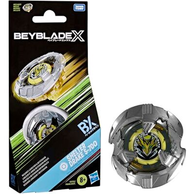Hasbro Beyblade X Shelter Drake 5-70O Boosterpack-set met Takara Tomy-tol van Uithoudingsvermogen-type, gevechtstollen, speeltollen, leeftijd 8+ Hasbro Beyblade X Shelter Drake 5-70O Boosterpack-set met Takara Tomy-tol van Uithoudingsvermogen-type, gevechtstollen, speeltollen, leeftijd 8+