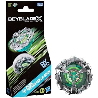 Hasbro Beyblade X Ridge Triceratops 9-80GN Boosterpack-set met Takara Tomy-tol van Verdedigings-type, gevechtstollen, speeltollen, leeftijd 8+ Hasbro Beyblade X Ridge Triceratops 9-80GN Boosterpack-set met Takara Tomy-tol van Verdedigings-type, gevechtstollen, speeltollen, leeftijd 8+