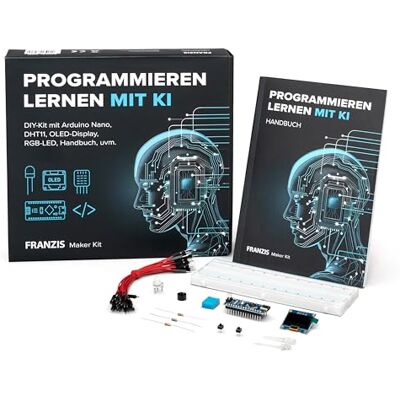 Franzis 67236 Maker Kit Programmieren lernen mit KI. Ab 14 Jahren.: DIY-Kit mit Arduino Nano, DHT11, OLED-Display, RGB-LED, Handbuch uvm. Franzis 67236 Maker Kit Programmieren lernen mit KI. Ab 14 Jahren.: DIY-Kit mit Arduino Nano, DHT11, OLED-Display, RGB-LED, Handbuch uvm.