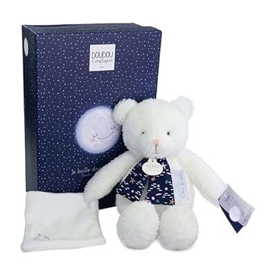 Doudou et Compagnie – Maanlicht – knuffelbeer Pantin 28 cm – ultrazacht wit pluche dier – gloeit in het donker – cadeau-idee voor geboorte – levering in stergeschenkdoos – voor baby's – DC4218 Doudou et Compagnie – Maanlicht – knuffelbeer Pantin 28 cm – ultrazacht wit pluche dier – gloeit in het donker – cadeau-idee voor geboorte – levering in stergeschenkdoos – voor baby's – DC4218