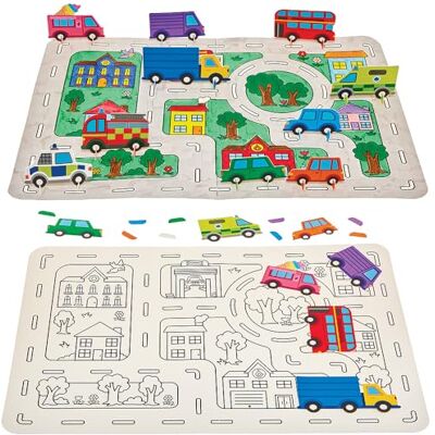 Baker Ross FN073 Transportkaarten inkleuren & stickeren set van 3, transportkaarten voor kinderen, speelmat voor in de auto Baker Ross FN073 Transportkaarten inkleuren & stickeren set van 3, transportkaarten voor kinderen, speelmat voor in de auto