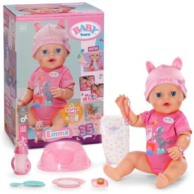 BABY born Emma 43 cm Click & Play met 10 functies 8 accessoires inbegrepen, werkt zonder batterijen, beweegbare armen, vanaf 3 jaar BABY born Emma 43 cm Click & Play met 10 functies 8 accessoires inbegrepen, werkt zonder batterijen, beweegbare armen, vanaf 3 jaar
