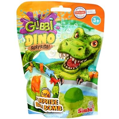 SIMBA Glibbi Dino Surprise, badbom, in 1 van 3 kleuren (blauw, groen, oranje) met verrassing, 1 van 6 figuren, 100 g, badplezier vanaf 3 jaar SIMBA Glibbi Dino Surprise, badbom, in 1 van 3 kleuren (blauw, groen, oranje) met verrassing, 1 van 6 figuren, 100 g, badplezier vanaf 3 jaar
