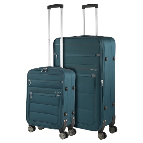 ITACA EVA Koffer Set Soft Koffers Set Stevige Kofferset 3 Stuks Suitcase Set. Set van 3 Trolley Koffers (Handbagage Koffer, Middelgrote Koffer en Grote Koffer). Trolleys Koffer, Petroleumblauw