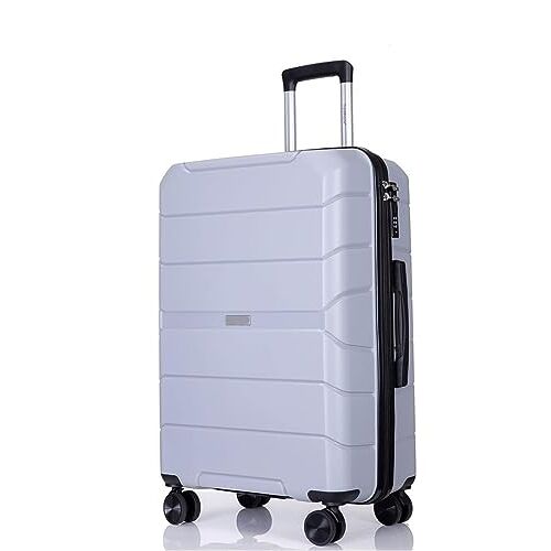 BIRJXVTO Handbagagekoffer met wiel, PP-bagagesets, lichtgewicht koffer met TSA-slot, reisbagage, handbagage koffers, handbagage, Zilver, 24in