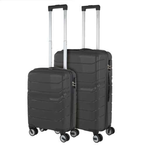 ITACA Koffer Set Koffers Set Stevige kofferset 3 stuks Reiskoffer Set. Set van 3 Trolley koffers (Handbagage Koffer, Middelgrote koffer en Grote Koffer). Kofferset Delige. Lichtgewi, Antraciet