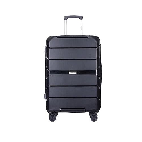 BIRJXVTO Handbagagekoffer met wiel, PP-bagagesets, lichtgewicht koffer met TSA-slot, reisbagage, handbagage koffers, handbagage, Zwart, 20in