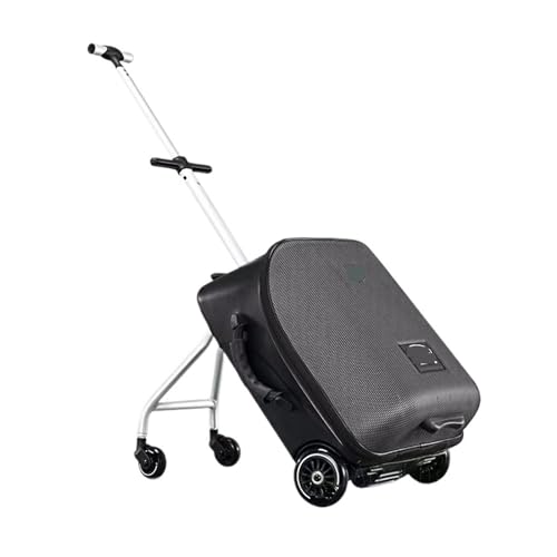 SAIDE Rit op trolleybagage Luie kindertrolleykoffer Box Scooterkoffer Rollende bagage handbagage 20 inch (Color : Case and Guardrail1)