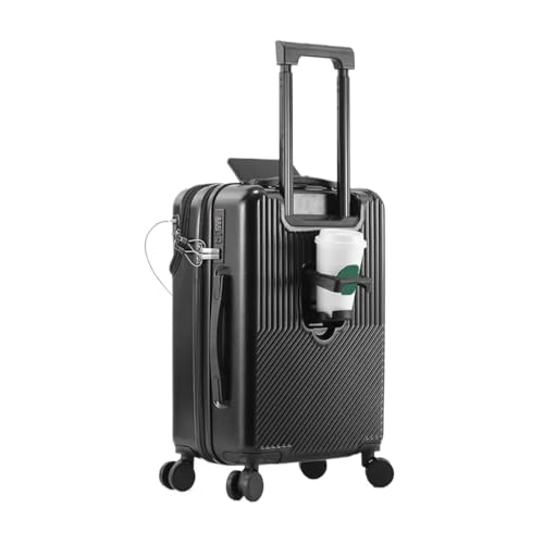 OAKBEEN Bagagesets met capaciteit Koffer Vooraan Open USB Opladen Heren Handbagage Reizen 20/22/24/26 (Color : Black, Size : 22 inch)