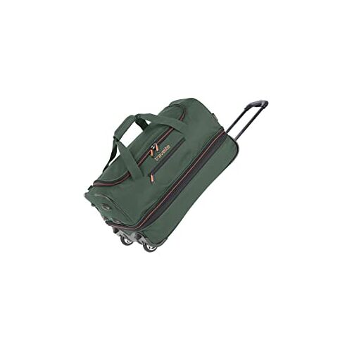 travelite 2-wieler trolley reistas mt. L met stretchplooi, bagage serie Basics: zachte bagage reistas met wielen met extra volume, 096276, donkergroen, 55 cm, reistas met wielen