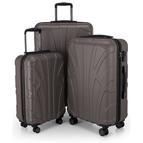 Suitline 3-delige kofferset Trolley-set trolleykoffer Harde koffer Reiskoffer, TSA, 55cm + 66cm + 76cm, 100% ABS, mat titanium