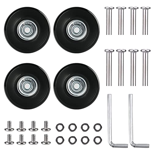 Sporgo Reservewielen voor koffer, kofferrollen: set van 4 reservewielen, rubberen bagage, reservewielen, 50 mm x 18 mm, koffer, reservewielen, geschikt voor bagage en schaatsen, zwart, reservewielen