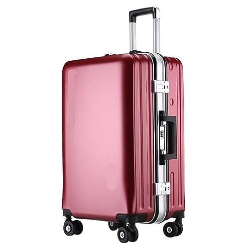 BIRJXVTO Handbagage koffer bagage koffers aluminium frame USB oplaadbare bagage harde schaal koffers met wielen handbagage koffers handbagage bagage, Rosso, 22inch