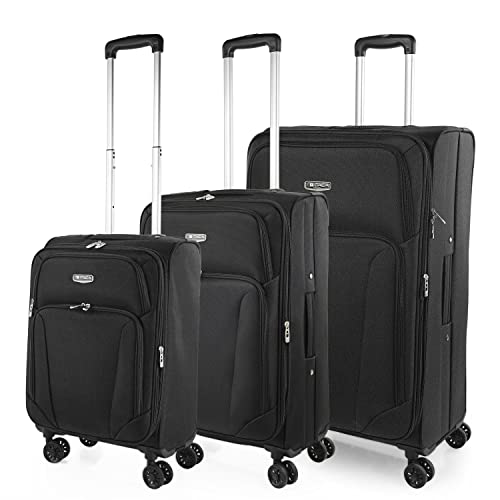 ITACA EVA Koffer Set Soft Koffers Set Stevige Kofferset 2 Stuks Suitcase Set. Set van 2 Trolley Koffers (Handbagage Koffer en Middelgrote Koffer). Trolleys Kofferset Delige, Zwart