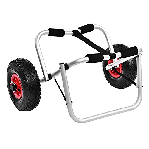 Cocoarm Kajakkano-wiel-dolly-bootdrager, trolley-wagentransport, hoog draagvermogen, 10 inch grote wielen, comfortabele opslag en transport, kano- en kajakaccessoires