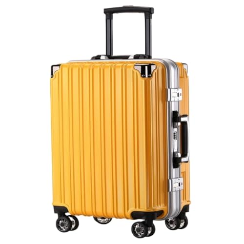 AIJUNFACAI Koffer Heren- En Dameskoffers Met Aluminium Frame, Slijtvaste Koffers In Effen Kleuren, Eenvoudige Reistassen Koffers (Color : Yellow, Size : A)