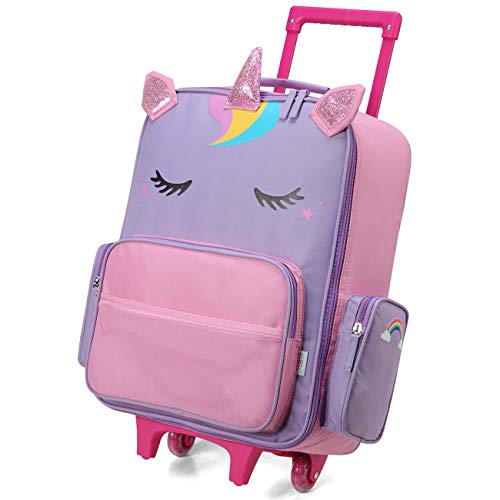 VASCHY Kinderkoffer,  Trolley Koffer Wielen Kind Waterdichte Trolley Bagage Grote Cabine Koffer Handbagage met 2 Wielen Trolley Doos voor Kinderen School Reizen Eenhoorn Patroon