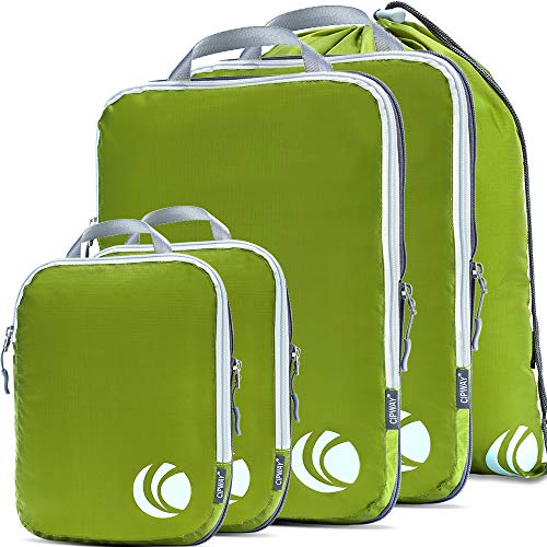 Cipway 5 Set Compressie Verpakkingskubussen voor Reizen, Ultralight Verpakkingsorganisatoren voor Bagage Koffer & Rugzak (Groen), L