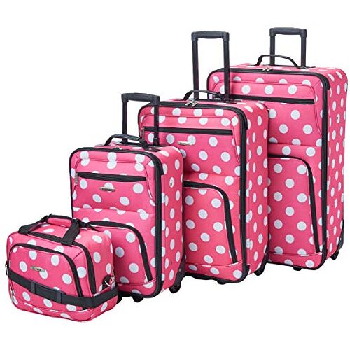 Rockland Polka Softside rechtopstaande bagageset, Roze stippen, Eén maat, Polka Softside rechtopstaande bagageset