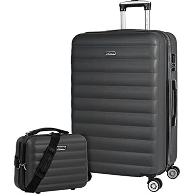 ITACA Valise Cabine 55x40x20 Rigide Légère à Roulette 4 Roues Pivotantes avec Combinatie Hangslot Bagage Cabine Idéal pour Voyager en Avion Petite Valise Compacte Compatibel met Ryanair, Antraciet ITACA Valise Cabine 55x40x20 Rigide Légère à Roulette 4 Roues Pivotantes avec Combinatie Hangslot Bagage Cabine Idéal pour Voyager en Avion Petite Valise Compacte Compatibel met Ryanair, Antraciet