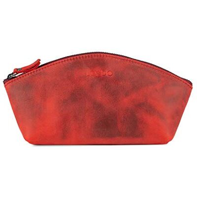 Londo Tas van echt leer in gondelvorm, make-uptas voor dames, toilettas, cosmeticatas met ritssluiting, voor reizen, opbergen (rood) Londo Tas van echt leer in gondelvorm, make-uptas voor dames, toilettas, cosmeticatas met ritssluiting, voor reizen, opbergen (rood)