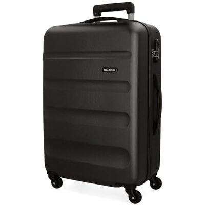 ROLL ROAD Flex harde koffer van ABS, één materiaal, combinatieslot aan de zijkant, 4 dubbele wielen, handbagage, praktische binnenruimte met één vak, Zwart, 46x65x23 cms, Middelgrote koffer ROLL ROAD Flex harde koffer van ABS, één materiaal, combinatieslot aan de zijkant, 4 dubbele wielen, handbagage, praktische binnenruimte met één vak, Zwart, 46x65x23 cms, Middelgrote koffer