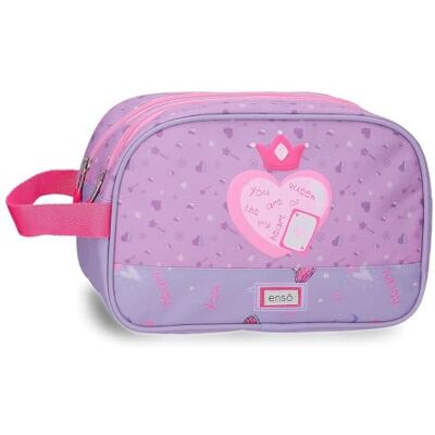 Enso Queen of Hearts Toilettas met Twee Vakken Aanpasbaar Paars 26x16x10 cm Polyester Enso Queen of Hearts Toilettas met Twee Vakken Aanpasbaar Paars 26x16x10 cm Polyester