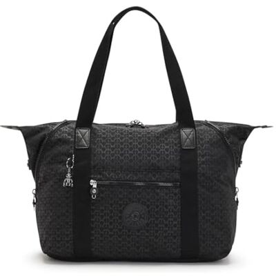 Kipling reistas sporttas Basic Plus Art M Travel Tote M Signature Emb zwart Kipling reistas sporttas Basic Plus Art M Travel Tote M Signature Emb zwart